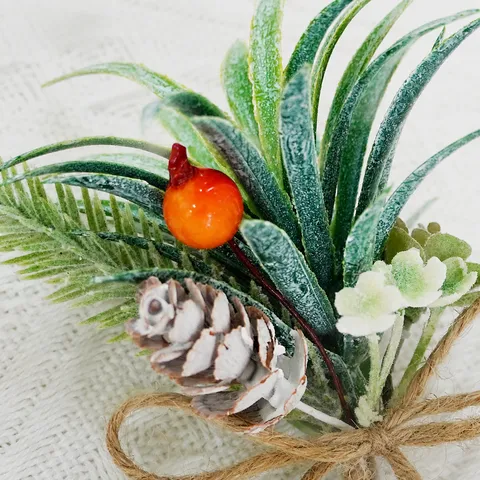 Corsage de Mariage en Verdure d'Ananas d'Air Artificiel Fait Main Boutonnière de Mariée Fleur de Poignet Décoration de Fête