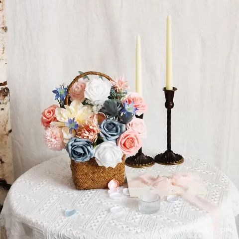Boîte de Fleurs en Soie Artificielle Fait Main Rose Style Forêt Arrangement Floral de Roses Pour Fête de Mariage Décoration Intérieure Cadeau