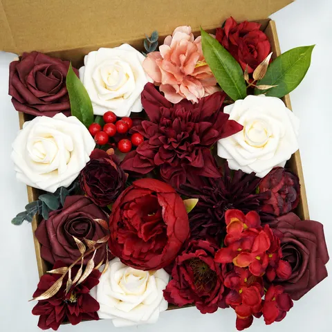 Boîte d'Arrangement Floral de Fête Cadeau de Saint-Valentin Bouquet de Mariée DIY Fleurs Artificielles en Boîte pour Mariage Européen