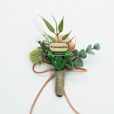 Boutonnière de Mariage en Fleurs de Soie Fait Main Style Européen Corsage Floral Décor de Fête de Mariage pour Marié