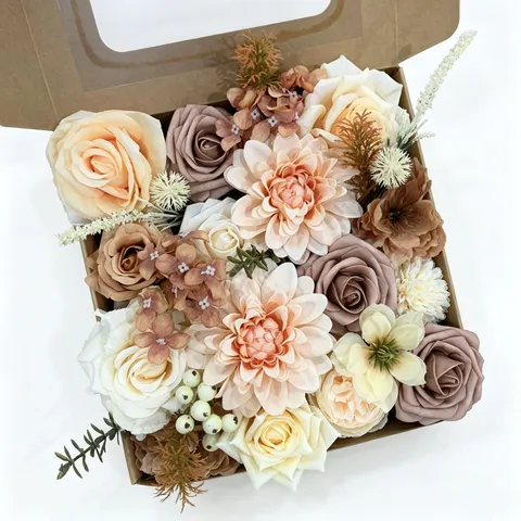 Fleurs Artificielles Printemps Mariage Décoration Maison Boîte Cadeau Rose en Soie Pivoine Arrangement Floral Fusses Fleurs Centres de Table Fête