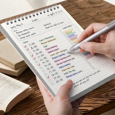 Daily Planner Notebook Time Management Schedule Book Spiral Bound Business Office School Journal