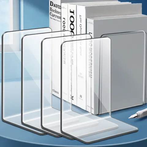 Transparente Acryl Buchstützen Strapazierfähige L-förmige Buchstützen Klare Desktop Buchhalterung Für Büro- Und Schulbücher