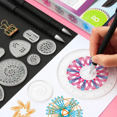 Multifunktionale Geometrische Zeichenlineal Set Spirograph Kunst Design Schablonen Kit Für Kinder Schule