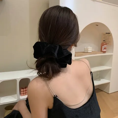 Korean Style Velvet Large Scrunchies Elegant Fashion Elastic Hair Bands Solid Color Hair Ties For Women Daily Headwear Accessories