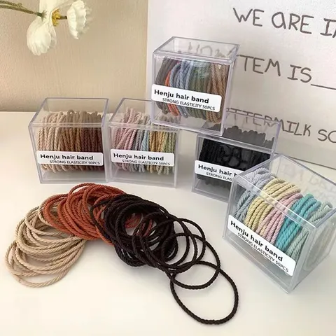 Korean Style Milktea Hair Ties Set Elastic Braided Hair Bands Boxed High Elasticity Hair Rope Styling Accessories For Women Girls