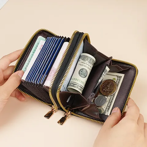 Portafoglio Porta Carte con Doppia Cerniera in Pelle PU con Motivo Coccodrillo da Donna Portamonete Multifunzionale