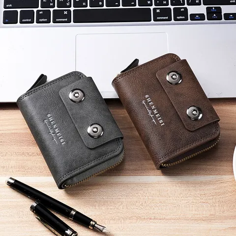 Business Herren Akkordeon Kartenetui Vintage Doppelte Magnetische Schnalle Kartenetui Mode Minimalistische Geldbörse