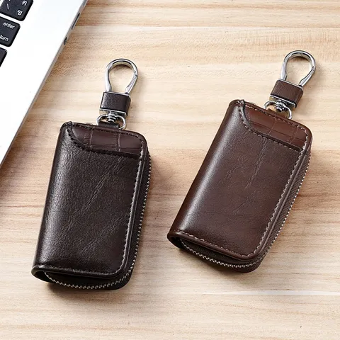 Portachiavi per Auto in Pelle PU da Uomo Portachiavi con Cerniera Multifunzionale Grande Capacità Organizer per Chiavi da Appendere in Vita