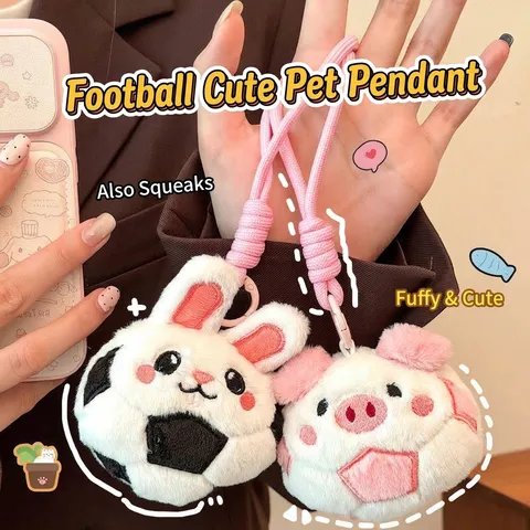 Creative Soccer Cartoon Animal Plush Keychain Cute Pig Rabbit Bag Pendant Football Stuffed Doll Sport Mascot Gift