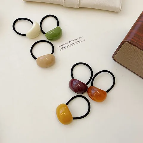 Korean Simple Acrylic Colored Hair Tie Jelly Elastic Rubber Band Ins Fashion Hair Accessories For Women Daily Styling
