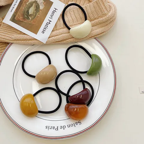 Korean Simple Acrylic Colored Hair Tie Jelly Elastic Rubber Band Ins Fashion Hair Accessories For Women Daily Styling