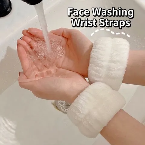 Absorbent Coral Fleece Face Wash Wristbands Soft Elastic Wrist Sweatbands For Skincare Spa Makeup Washing Face Prevents Wet Sleeves