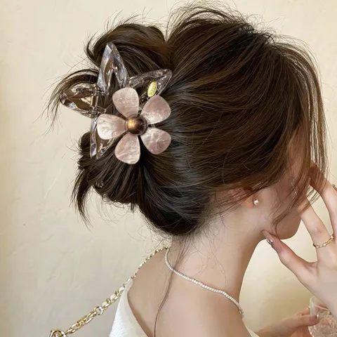 Damen Zelluloseacetat Blumen Stern Haarklammer Große Haarkralle Elegant Nische Design Haarschmuck Hinterkopf Haarnadel