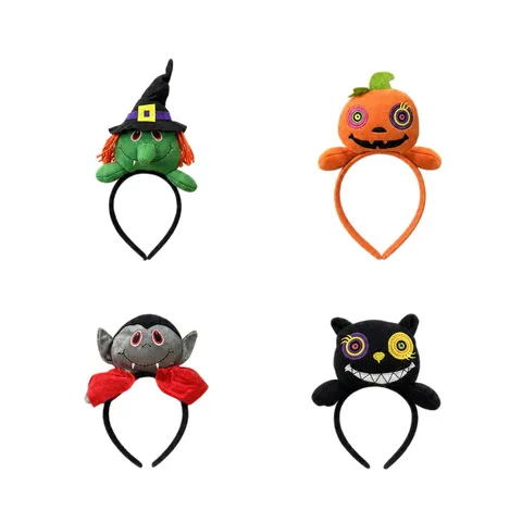 Halloween Cartoon Plush Headband Cute Pumpkin Witch Vampire Black Cat Festive Party Hair Accessory For Kids Adults Costume