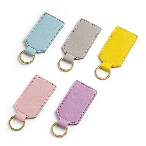 Portachiavi in Pelle PU Moda Minimalista Quadrato Anello in Metallo Per Donne Uomini