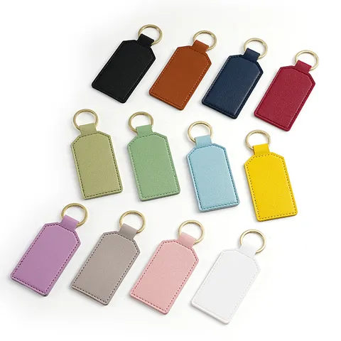 Portachiavi in Pelle PU Moda Minimalista Quadrato Anello in Metallo Per Donne Uomini