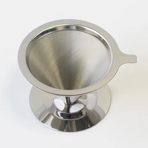 304 Stainless Steel Pour Over Coffee Filter 600 Mesh Double Layer Reusable Coffee Dripper With Stand Holder Kitchen Coffeeware