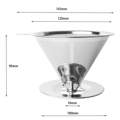 Stainless Steel Coffee Filter Double Layer Mesh Pour Over Coffee Dripper Cone Permanent Coffee Maker Reusable Coffee Filter