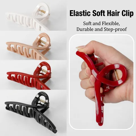 Pinza de Garra de Pelo ABS Mate Grande Clip de Tiburón Flexible para Pelo Grueso Accesorios para el Cabello Anticaída para Mujer