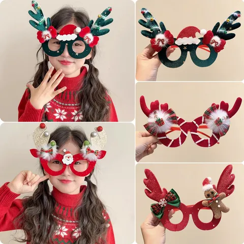 Gafas Decorativas de Navidad Astas de Renos Papá Noel Muñeco de Nieve Hombre de Jengibre Purpurina Fiesta Disfraces Gafas