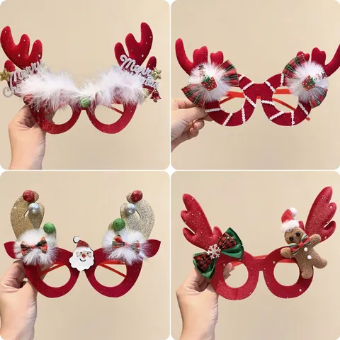 Gafas Decorativas de Navidad Astas de Renos Papá Noel Muñeco de Nieve Hombre de Jengibre Purpurina Fiesta Disfraces Gafas