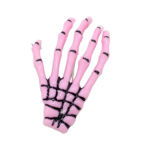 Halloween Skeleton Hand Rose Hair Clip Gothic Dark Style Lace Veil Headpiece Ghost Claw Hair Accessories COS Party Decor
