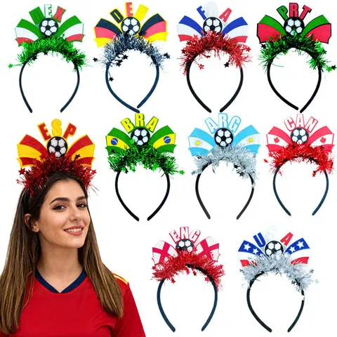 Diadema de Fan de Fútbol con Bandera Nacional Equipo Nacional Animación Banda para el Cabello Accesorio Fiesta Deportiva para Mujer Hombre