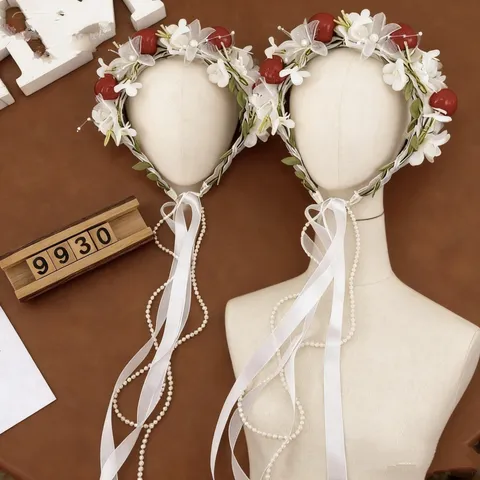 Corona De Flores Hecha A Mano Con Perlas Artificiales Para Niñas Diadema De Guirnalda Con Cinta Y Mariposa Accesorios Para El Cabello Boda Fiesta