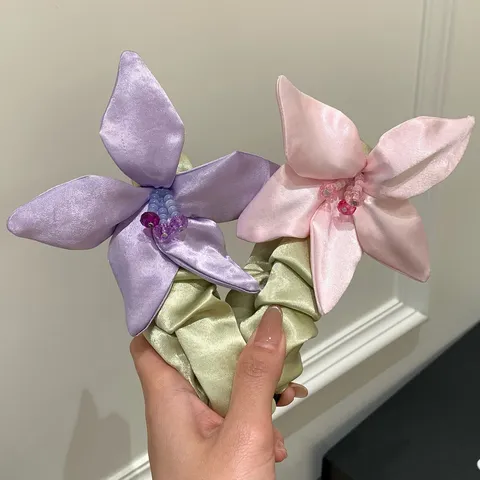 Pinza de Pelo Banana de Flor Elegante Tela de Satén Clip de Coleta Floral Pinza de Resina de Leopardo Para Mujeres Accesorios de Pelo de Flor Tejida