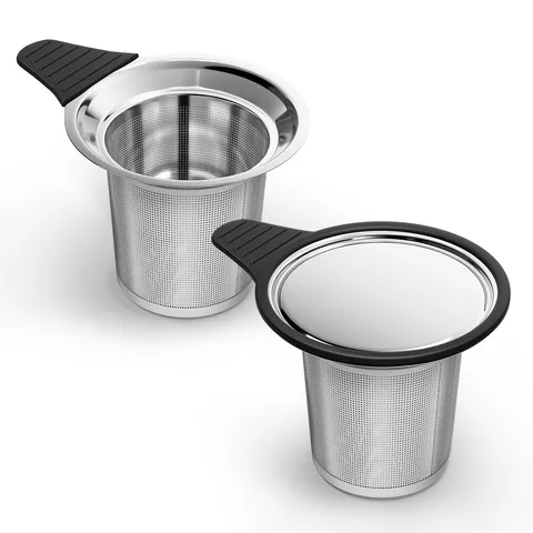 Infuseur à Thé en Acier Inoxydable 304 Passoire à Thé à Maille Fine Avec Poignée en Silicone et Couvercle pour Théière Tasse Thé en Vrac