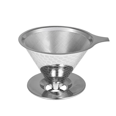 Filtre à Café en Acier Inoxydable 304 Maille en Nid d'Abeille Double Couche Réutilisable Goutte À Goutte