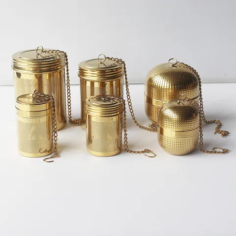 Gold Stainless Steel Tea Infuser Filter Mesh Spice Ball Tea Strainer For Loose Leaf Tea Kitchen Teaware