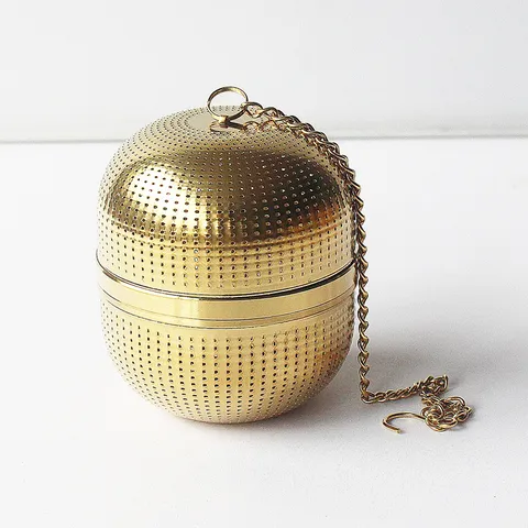 Gold Stainless Steel Tea Infuser Filter Mesh Spice Ball Tea Strainer For Loose Leaf Tea Kitchen Teaware
