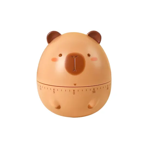 Cute Capybara Mechanical Timer Cartoon Animal Tumbler Kitchen Cooking Study Time Management Reminder Plastic Desktop Decor