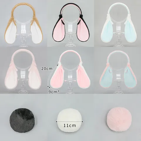 Easter Bunny Rabbit Ears Headband And Plush Tail Set Lolita Cosplay Hair Hoops Cute Animal Costume Party Accessories