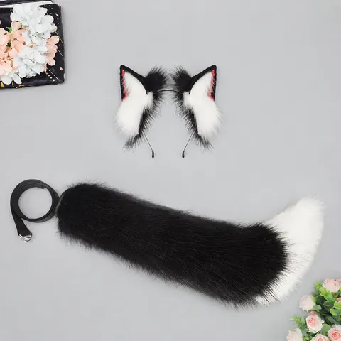 Punk Donker Wolf Oren Haarband En Vos Staart Set Y2K Subcultuur Cosplay Anime Kostuum Haaraccessoires Voor Feest Vrouwen