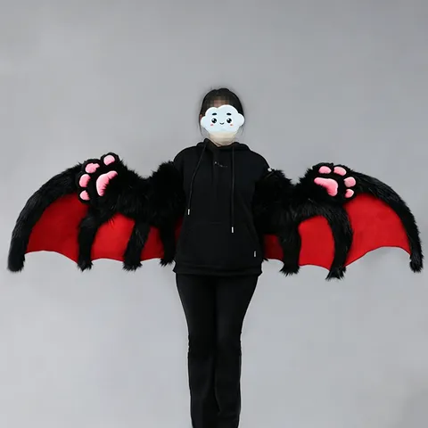 Halloween Cosplay Plüsch Fledermausflügel Und Bestienklauen Handschuhe Set Fursuit Teufel Flügel Kostüm Requisiten Für Party Karneval