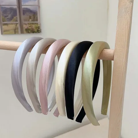 Serre-Tête en Éponge Satinée Nacrée Style Coréen Élégant Fait à la Main Fin Bandeau pour Femmes Accessoires de Cheveux
