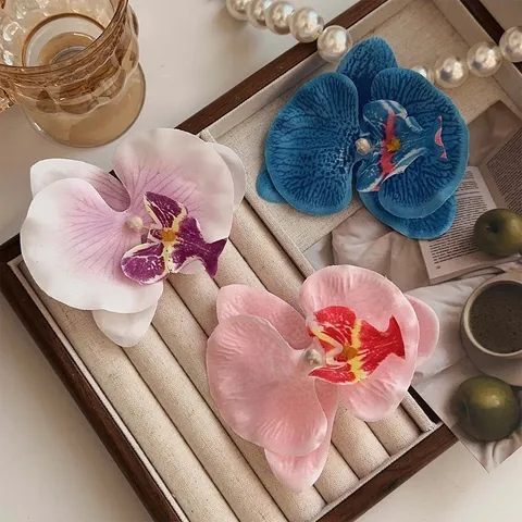 Simulation Phalaenopsis Orchid Hair Clip Fabric Flower Duckbill Side Clip Elegant Bridal Headpiece For Women Hair Accessories