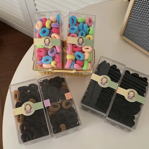 Small Hair Ties Rubber Bands For Baby Girls Toddlers Colorful Black Brown High Elastic Hair Ropes Cute Hair Accessories