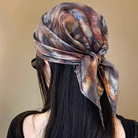 Glossy Leopard Print Satin Headscarf For Women American Niche Spicy Girl Y2K Retro Decorative Triangle Scarf Multiuse Accessory