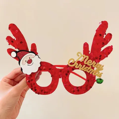 Christmas Party Decorative Glasses Frames Reindeer Antlers Santa Claus Snowman Cute Eyewear For Holiday Photo Props Kids Adult