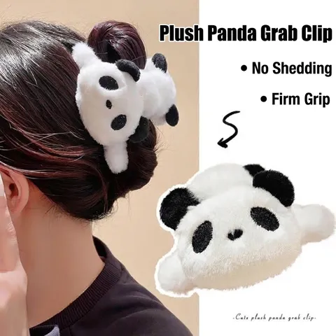 Graziosa Pinza per Capelli in Peluche a Cartone Animato Calda e Soffice Pinza a Squalo Panda Orso Elegante Accessorio per Capelli per Autunno Inverno Donna