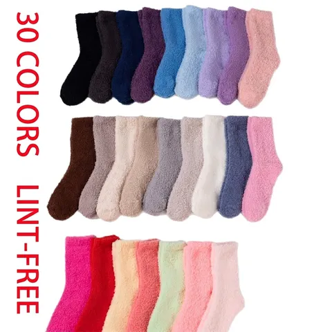 Unisex Einfarbig Bonbonfarben Korallenvlies Schlafsocken Verdickte Weiche Warme Home Hausschuh Socken Nicht Fusseln Gemütliche Plüsch Socken