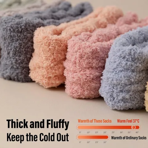 Damen Dicke Warme Korallenfleece Schlafsocken Winter Flauschige Zopfmuster Einfarbig Home Floor Crew Socken Für Kaltes Wetter