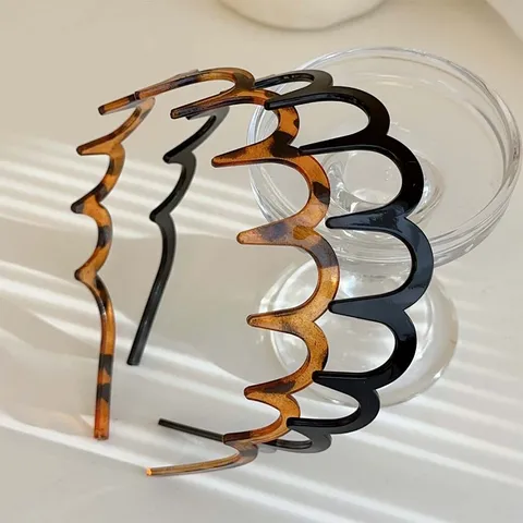 Simple Plastic Resin Wavy Zigzag Hairband For Women Anti Slip Volumizing Headband For Washing Face Everyday Hair Accessories
