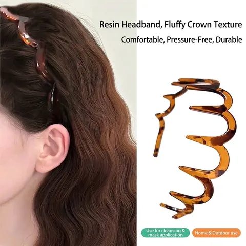 Simple Plastic Resin Wavy Zigzag Hairband For Women Anti Slip Volumizing Headband For Washing Face Everyday Hair Accessories