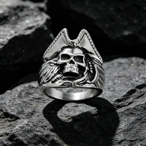 Men Vintage Pirate Skull Ring Titanium Stainless Steel Punk Gothic Devil Head Band Ring Retro Motorcycle Fashion Jewelry