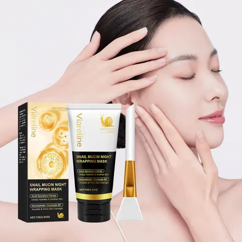 Mascarilla Facial De Envoltorio Nocturno De Mucina De Caracol Gel Hidratante Y Limpiador Profundo Para El Cuidado De La Piel Con Pincel Aplicador De Silicona